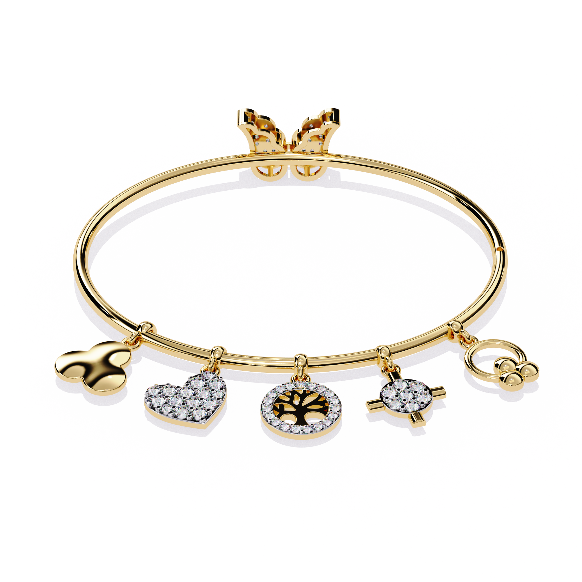 Solitairekart 0.93ct Natural Diamond Charm Bracelet with Butterfly Clasp-HI Color, VS-SI Clarity